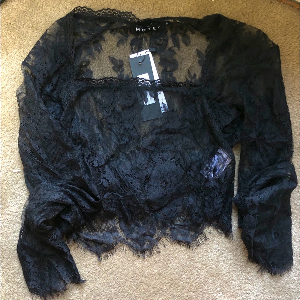 Motel long sleeve floral sheer shirt